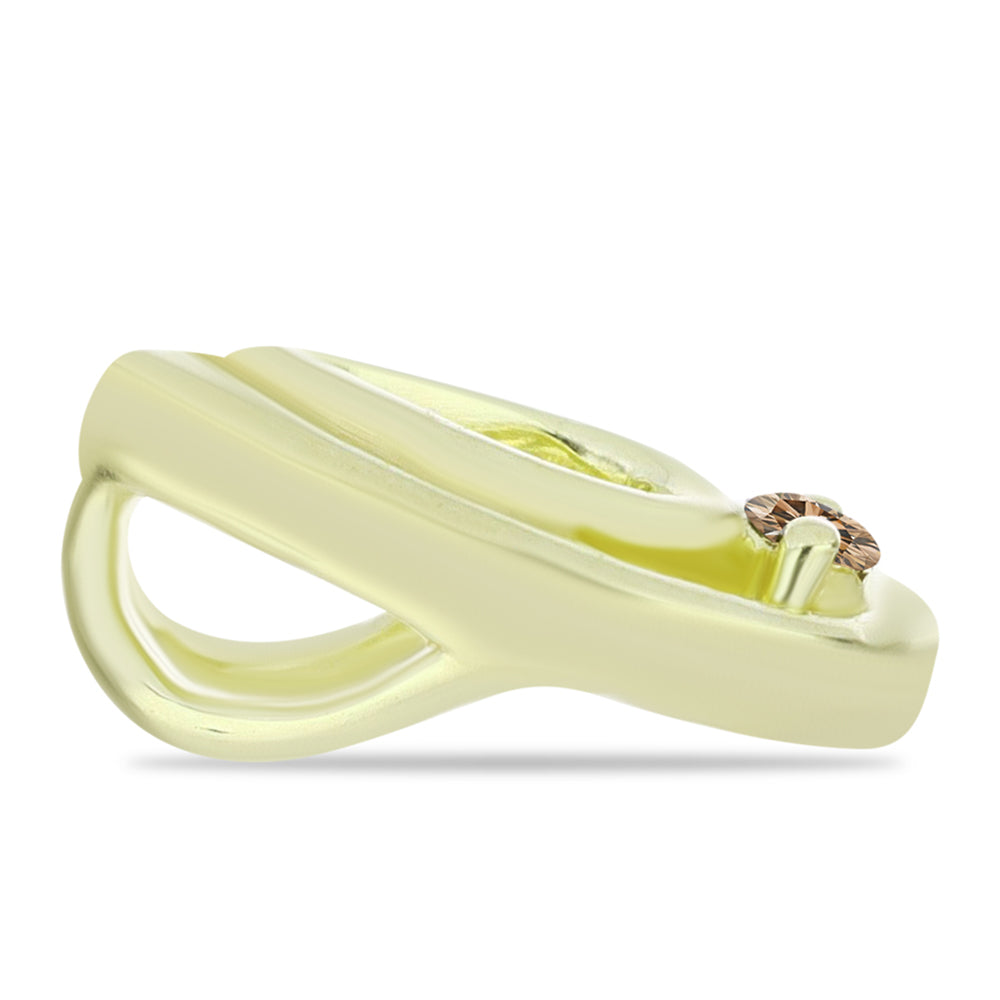 Pozlacené Stříbro 925/1000 - Přívěsek s Champagne Diamantem - Karátové číslo: 0.01. přibližná hmotnost: 0.44 gramů