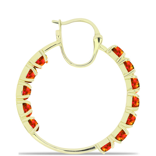 Pozlacené Stříbro 925/1000 - Náušnice s Americkým Ohnivým Opálem - Karátové číslo: 2.95. přibližná hmotnost: 6.93 gramů