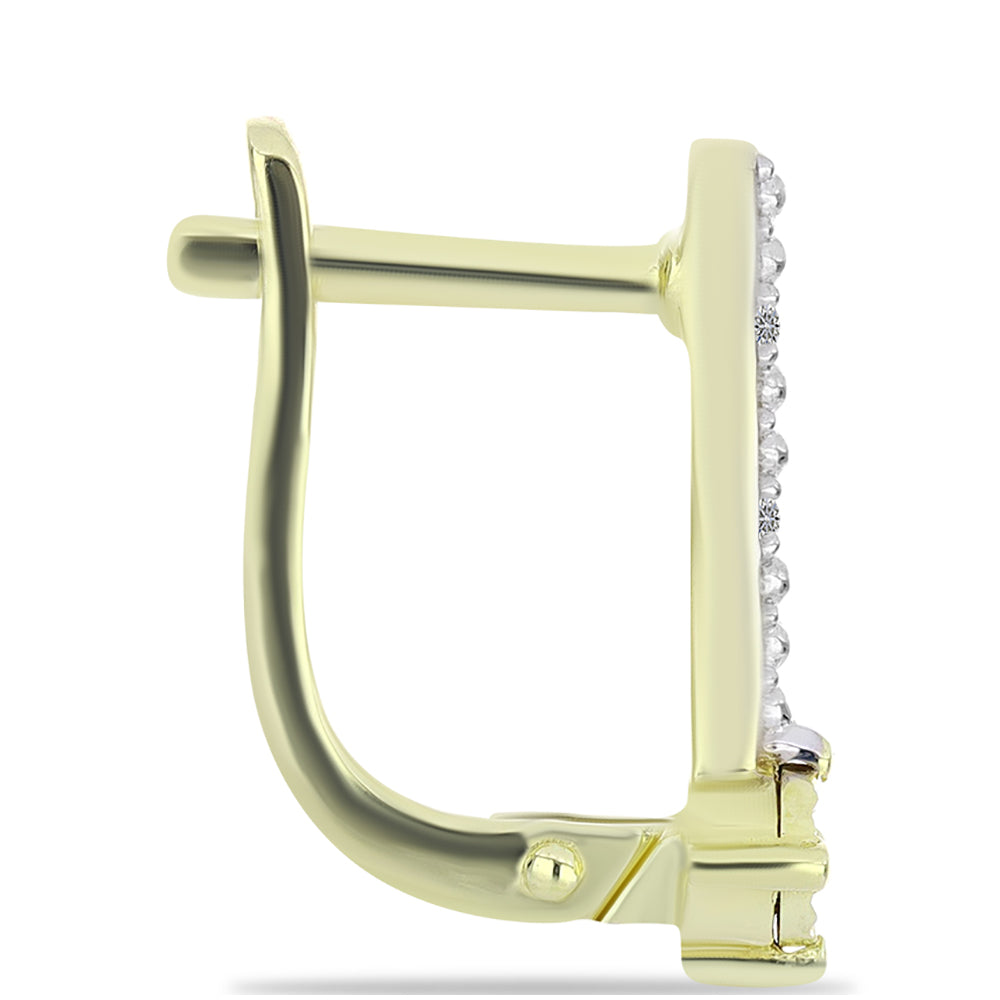 Pozlacené Stříbro 925/1000 - Náušnice s Champagne Diamantem a Bílým Diamantem - Karátové číslo: 0.05. přibližná hmotnost: 2.64 gramů