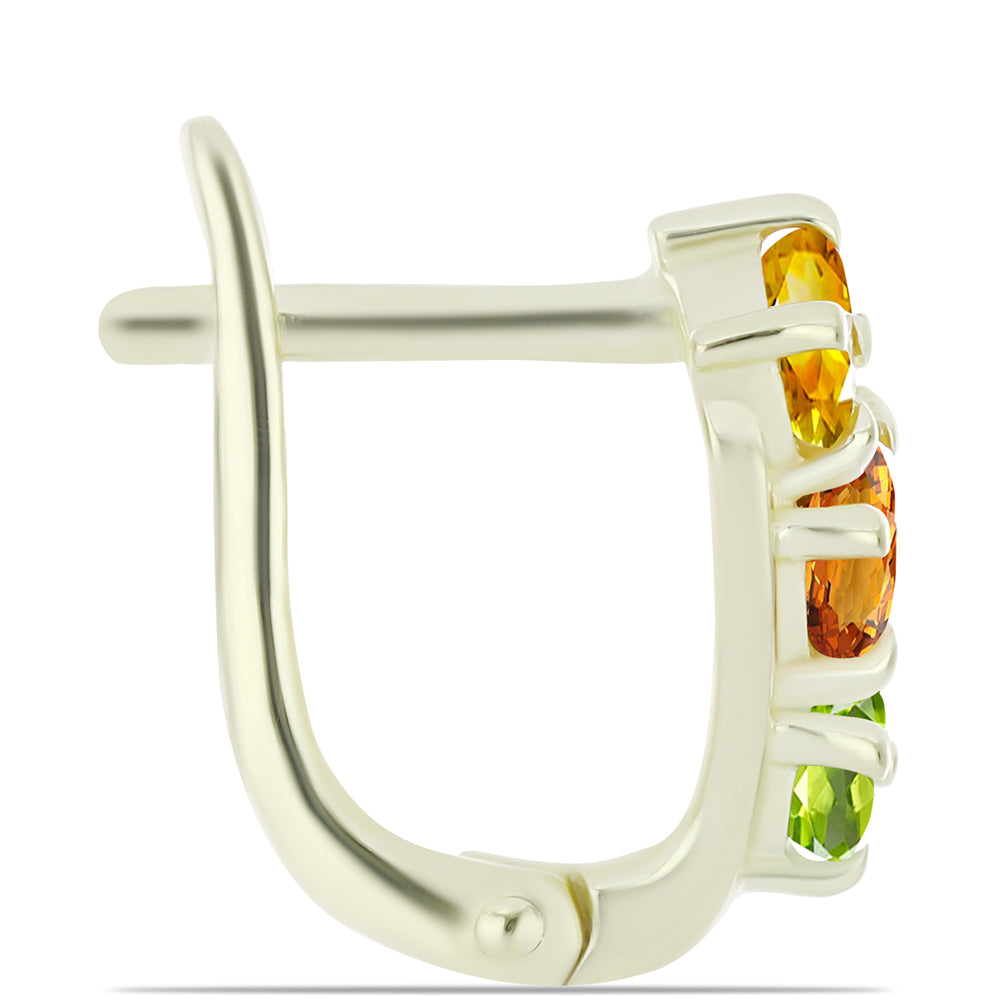 Pozlacené Stříbro 925/1000 - Náušnice s Roseberským Duhovým Safírem - Karátové číslo: 1.98. přibližná hmotnost: 3.26 gramů