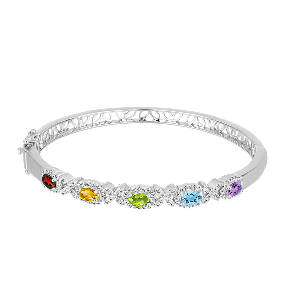 Stříbro 925/1000 - Sada s Rose de France Ametystem a Uralským Citrínem - Karátové číslo: 5.38. přibližná hmotnost: 23.73 gramů ( Náramek+Přívěsek )