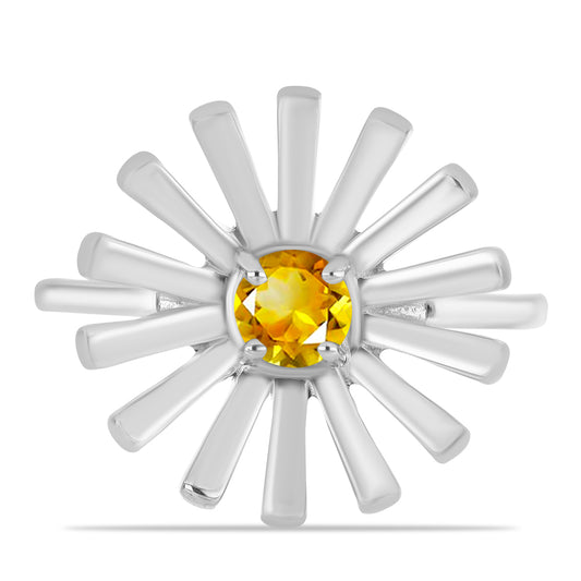 Stříbro 925/1000 Prsten s Uralským Citrínem - Karátové číslo: 0.46. přibližná hmotnost: 3.91 gramů