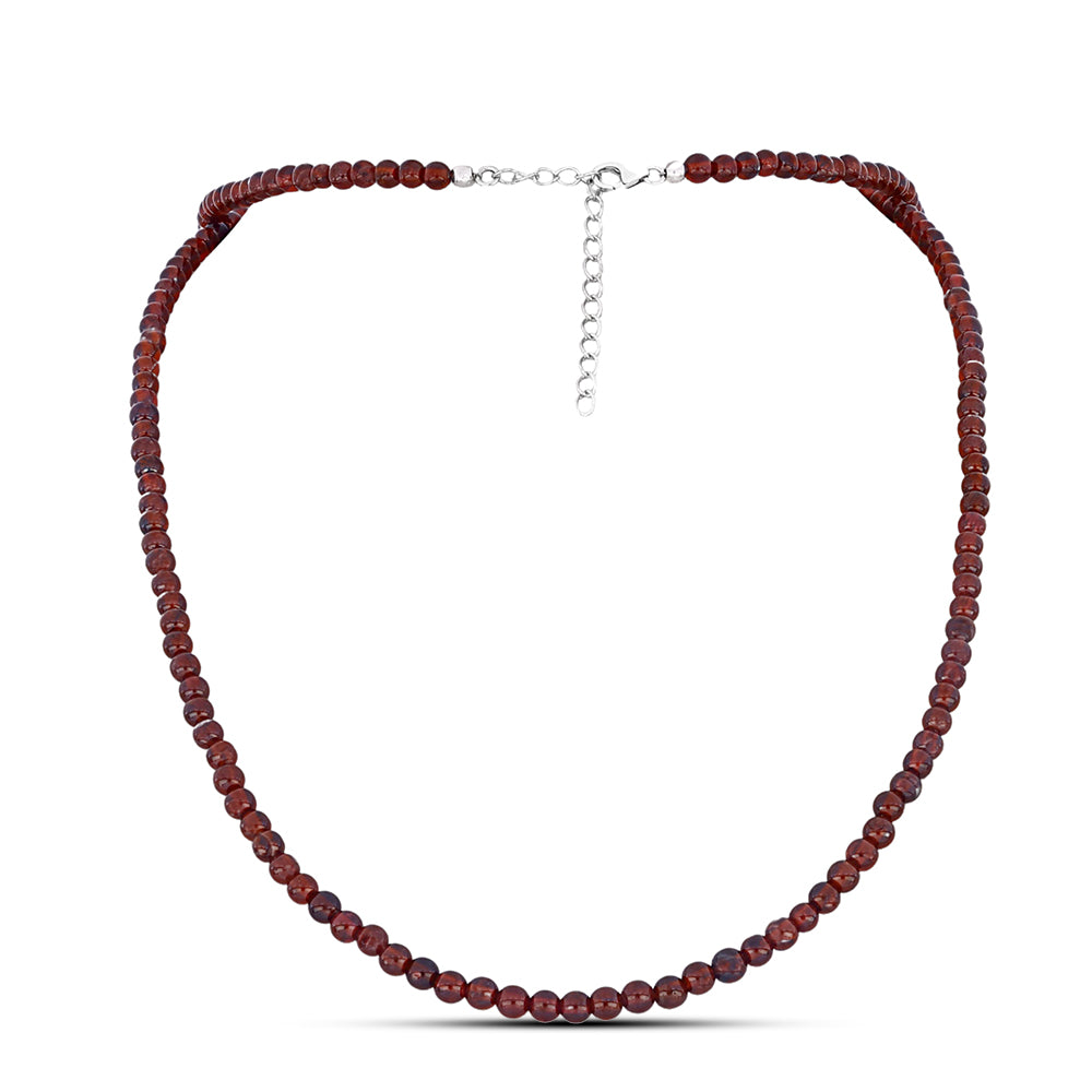 Stříbro 925/1000 - Náhrdelník s Bartonským Granátem - Karátové číslo: 81.06. přibližná hmotnost: 17.08 gramů