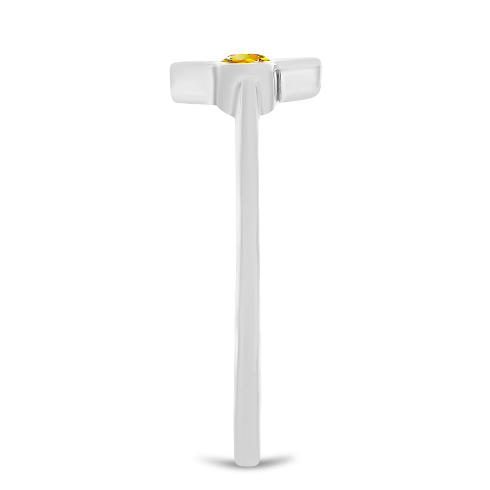 Stříbro 925/1000 - Sada s Uralským Citrínem - Karátové číslo: 0.33. přibližná hmotnost: 3.9 gramů ( Náušnice+Prsten )