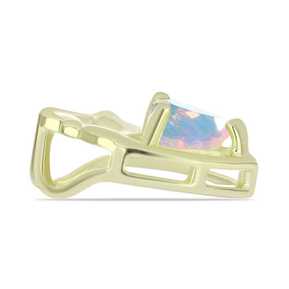 Pozlacené Stříbro 925/1000 - Přívěsek s Etiopským Opálem z Lega Dembi - Karátové číslo: 0.54. přibližná hmotnost: 1.25 gramů