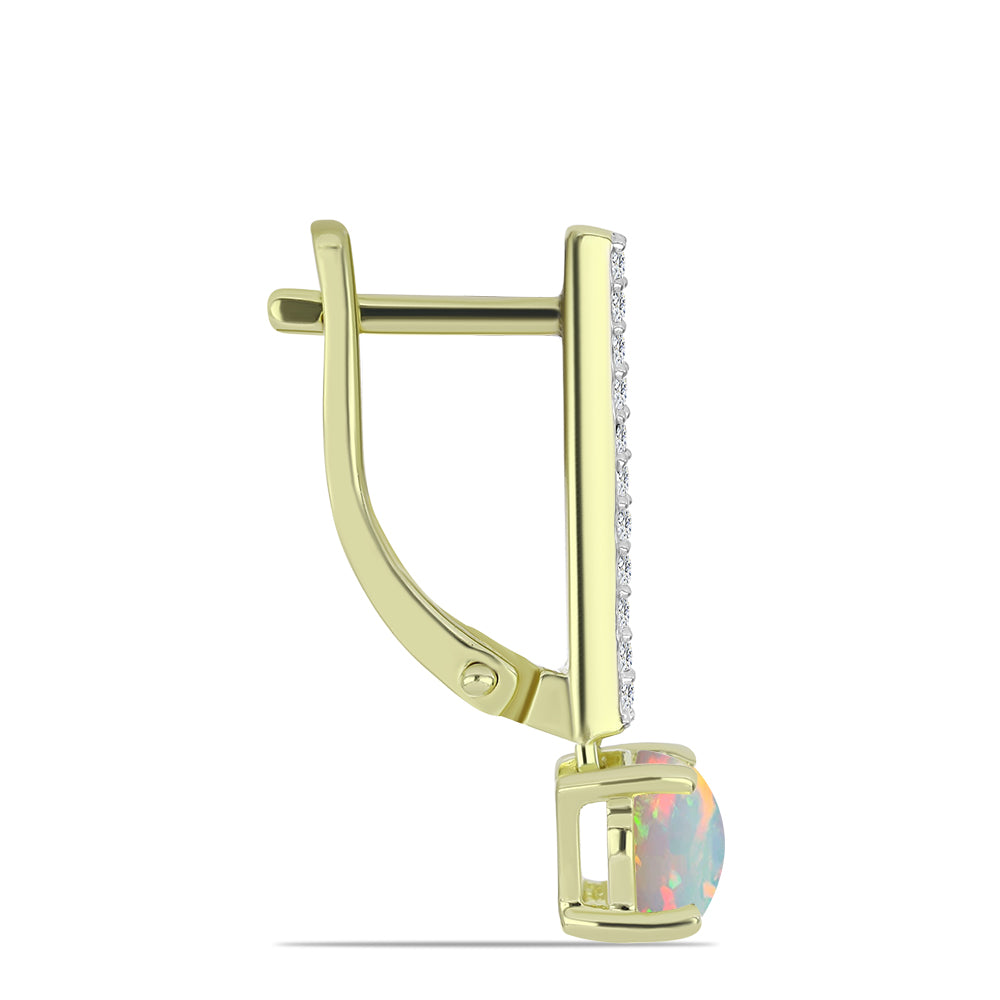 Pozlacené Stříbrné Náušnice s Etiopským Opálem z Lega Dembi a Bílým Topazem