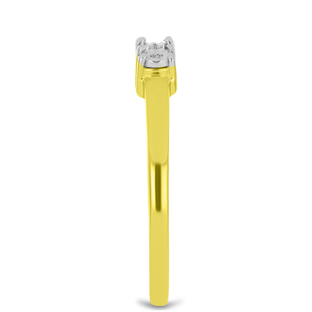 Pozlacený 925 / 1000 Sterlingové Stříbro Prsten s Bílým Diamantem