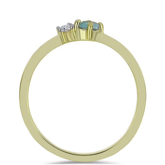 Pozlacený Stříbrný Prsten s Labradoritem a Bílým Topazem