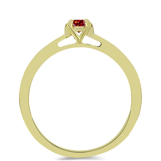 Pozlacené Stříbro 925/1000 - Prsten s Majestátním červeným moissanitem - Karátové číslo: 0.14. přibližná hmotnost: 2.27 gramů