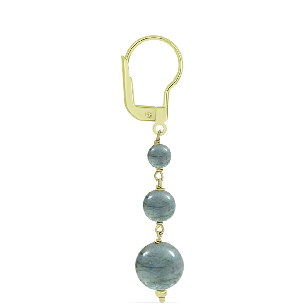 Pozlacené stříbro 925/1000 Náušnice s Labradoritem - Karátové číslo: 12.68. přibližná hmotnost: 3.63 gramů