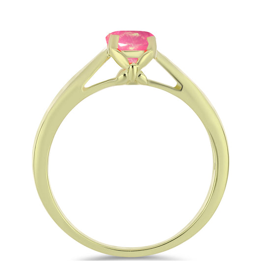 Pozlacené Stříbro 925/1000 - Prsten s Růžovým Etiopským Opálem z Lega Dembi - Karátové číslo: 0.49. přibližná hmotnost: 2.97 gramů