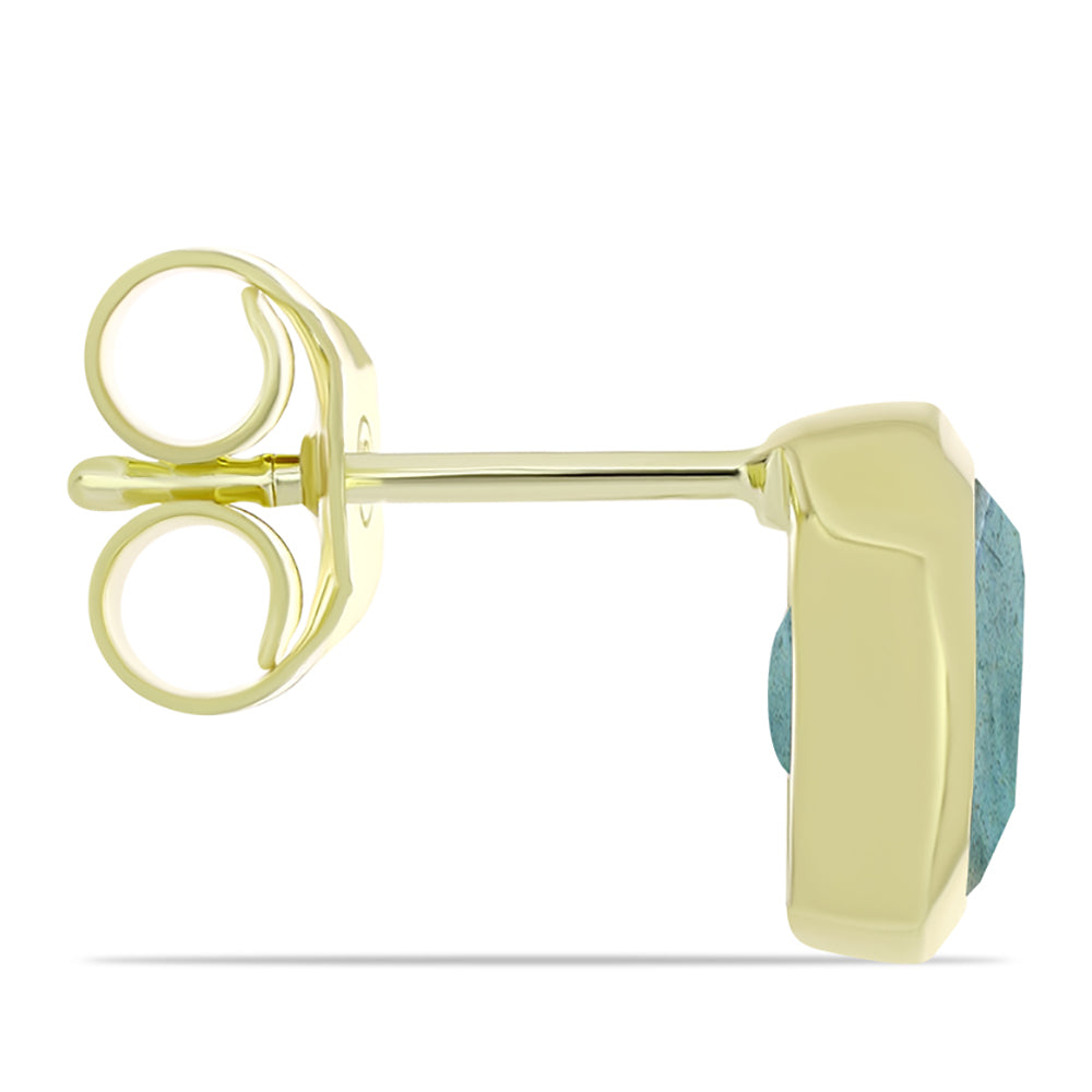 Pozlacené Stříbro 925/1000 - Náušnice s Labradoritem - Karátové číslo: 1.83. přibližná hmotnost: 1.65 gramů