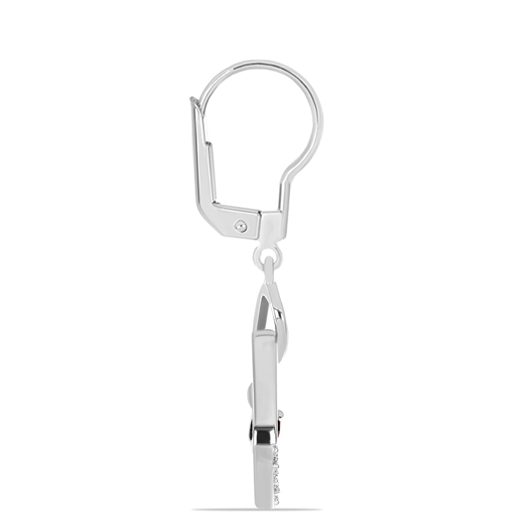 Stříbro 925/1000 Náušnice s Bartonským Granátem a Bílým Topazem - Karátové číslo: 0.86. přibližná hmotnost: 3.17 gramů