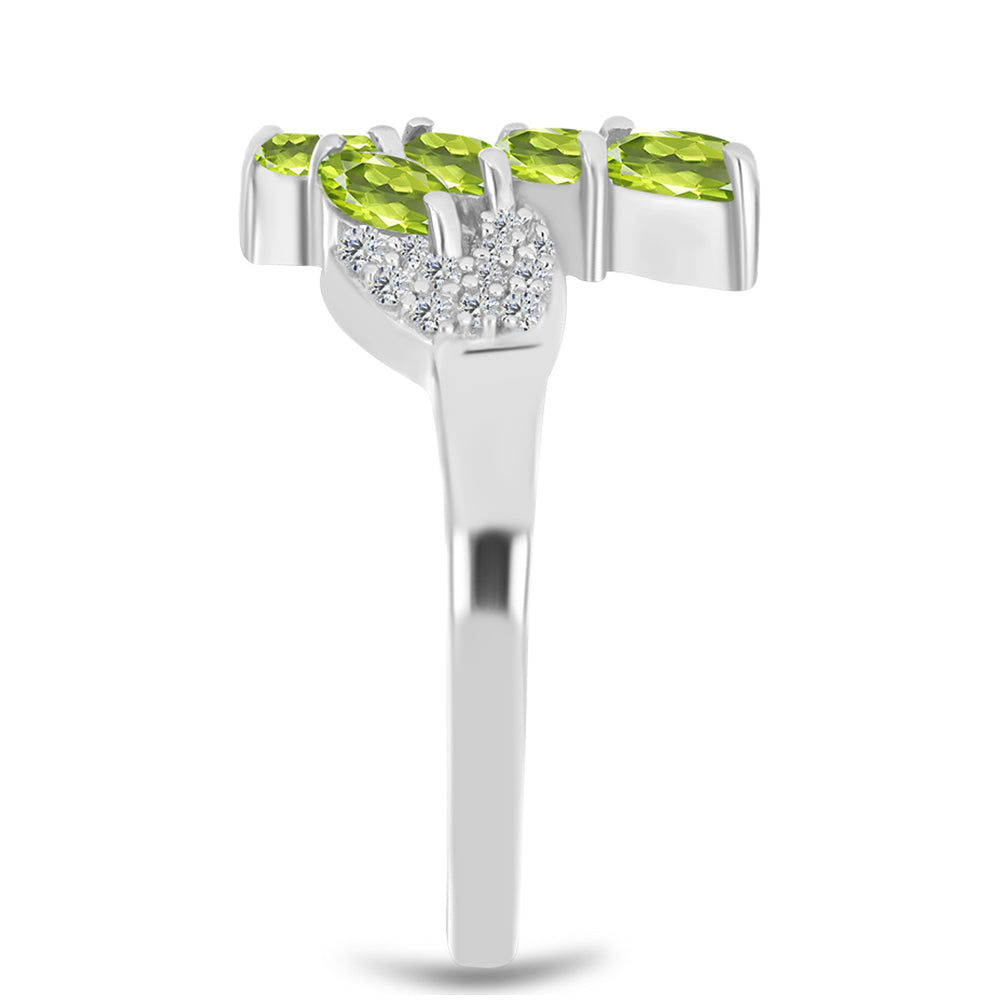 Stříbrný Prsten s Čchang-pajským Peridotem a Bílým Topazem