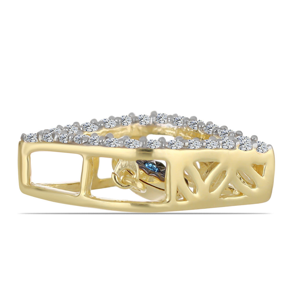 Pozlacené Stříbro 925/1000 - Přívěsek s Modrým tančícím diamantem a Bílým Topazem - Karátové číslo: 0.24. přibližná hmotnost: 1.01 gramů