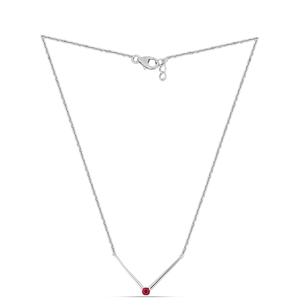 Stříbro 925/1000 - Náhrdelník s Madagaskarským Rubínem - Karátové číslo: 0.41. přibližná hmotnost: 3.66 gramů