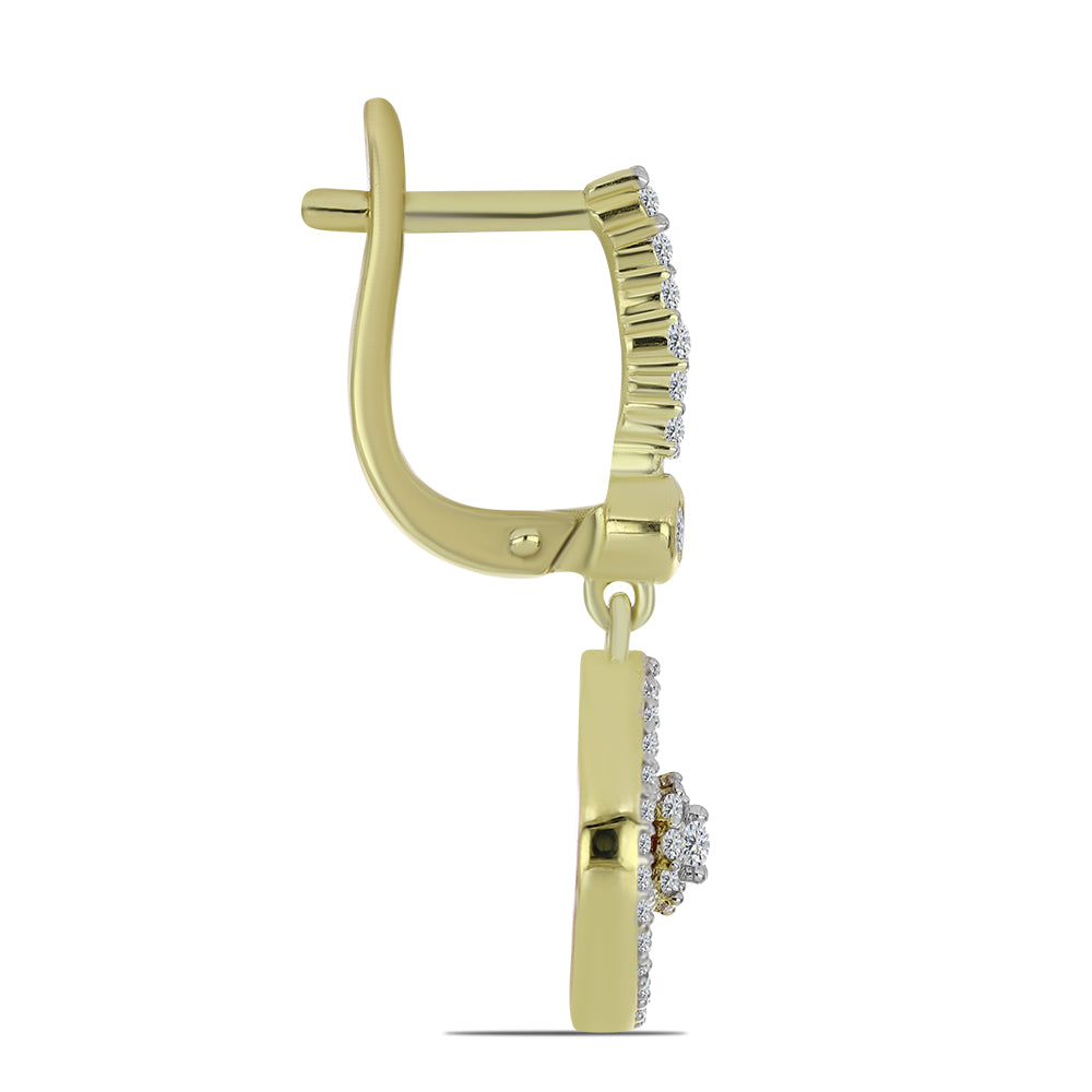 Pozlacené Stříbro 925/1000 - Náušnice s Červeným Houbovým Korálem a Bílým Topazem - Karátové číslo: 5.13. přibližná hmotnost: 6.33 gramů