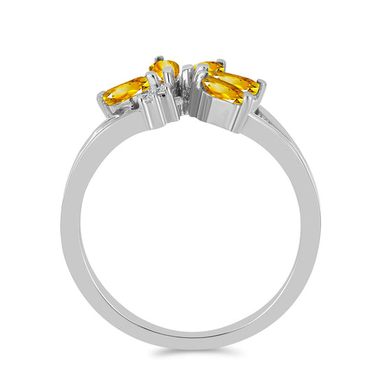 Stříbro 925/1000 - Prsten s Uralským Citrínem a Bílým Topazem - Karátové číslo: 0.68. přibližná hmotnost: 3.13 gramů