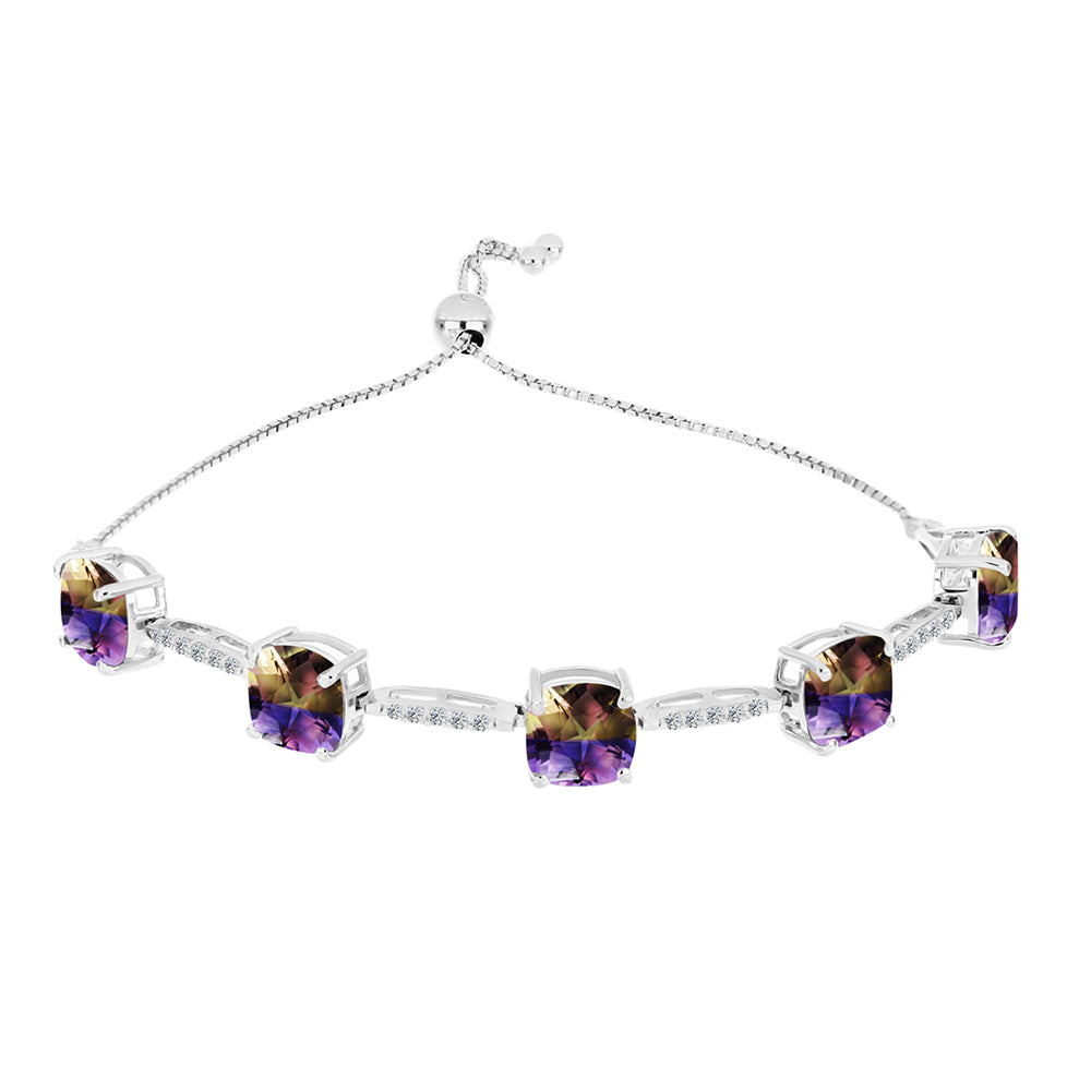 Stříbro 925/1000 Náramek s Anahi Ametrínem a Bílým Topazem - Karátové číslo: 10.69. přibližná hmotnost: 8.08 gramů