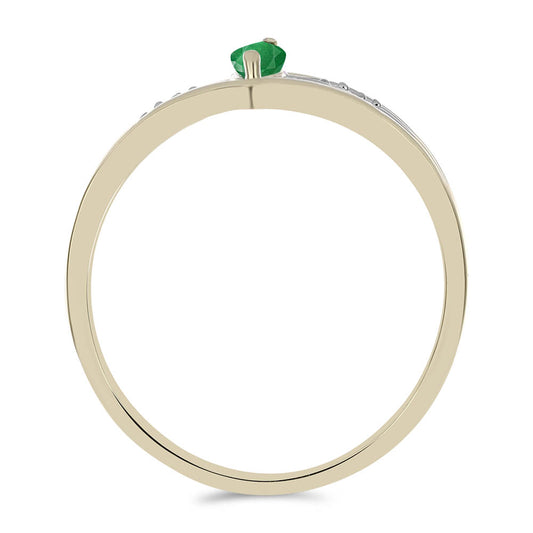 Pozlacené Stříbro 925/1000 - Prsten s Zambijským Smaragdem a Bílým Topazem - Karátové číslo: 0.23. přibližná hmotnost: 2.55 gramů