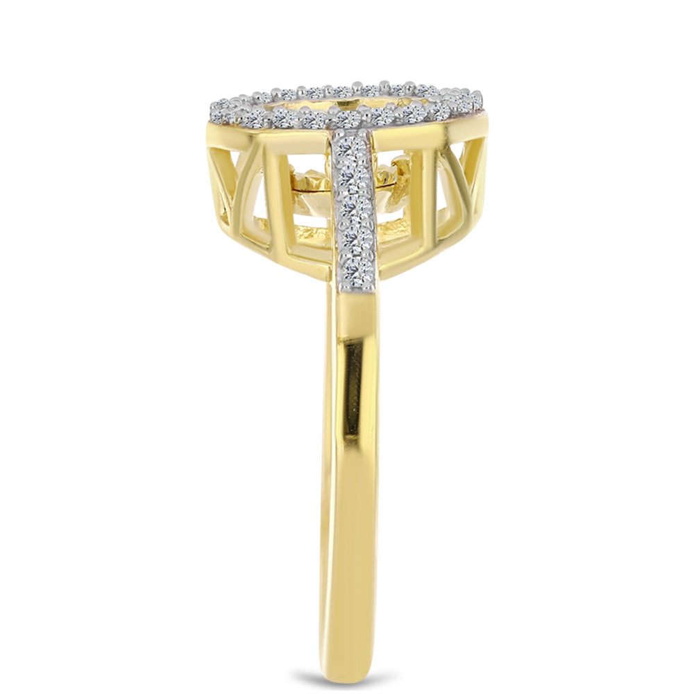 Pozlacené Stříbro 925/1000 - Prsten s Cognac Diamantem a Bílým Topazem - Karátové číslo: 0.31. přibližná hmotnost: 3.13 gramů