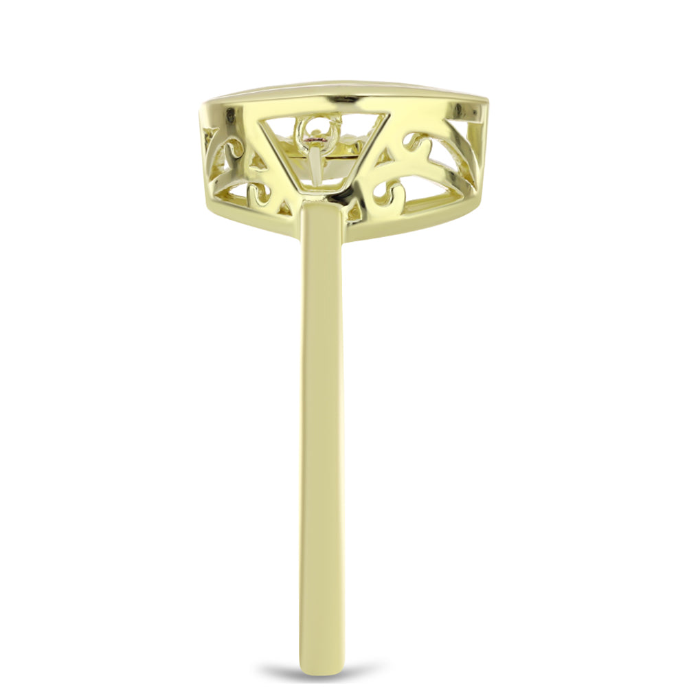 Pozlacené Stříbro 925/1000 - Prsten s Cognac Diamantem - Karátové číslo: 0.01. přibližná hmotnost: 2.53 gramů