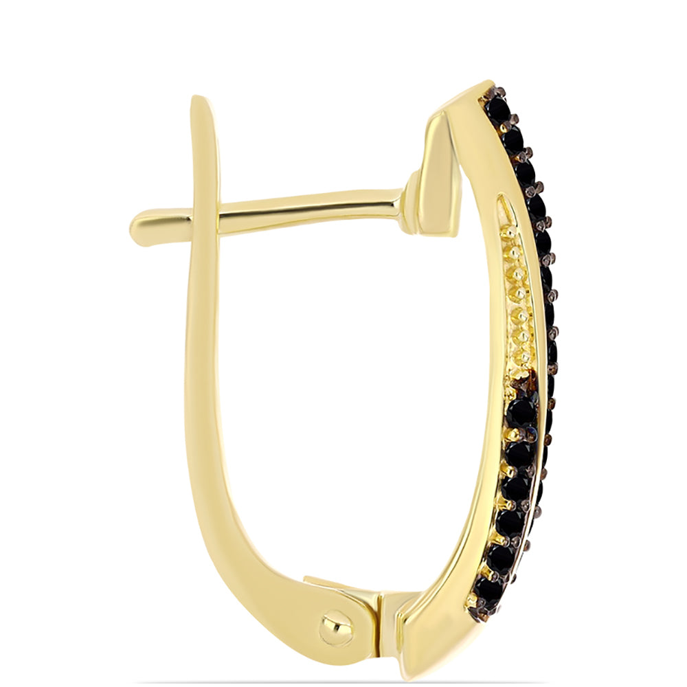 Pozlacené stříbro 925/1000 Náušnice s Černým Onyxem - Karátové číslo: 0.57. přibližná hmotnost: 5.6 gramů