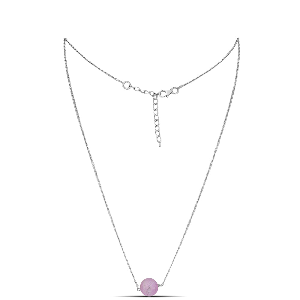 Stříbro 925/1000 - Náhrdelník s Kunzitem z Pala - Karátové číslo: 7.85. přibližná hmotnost: 4.32 gramů