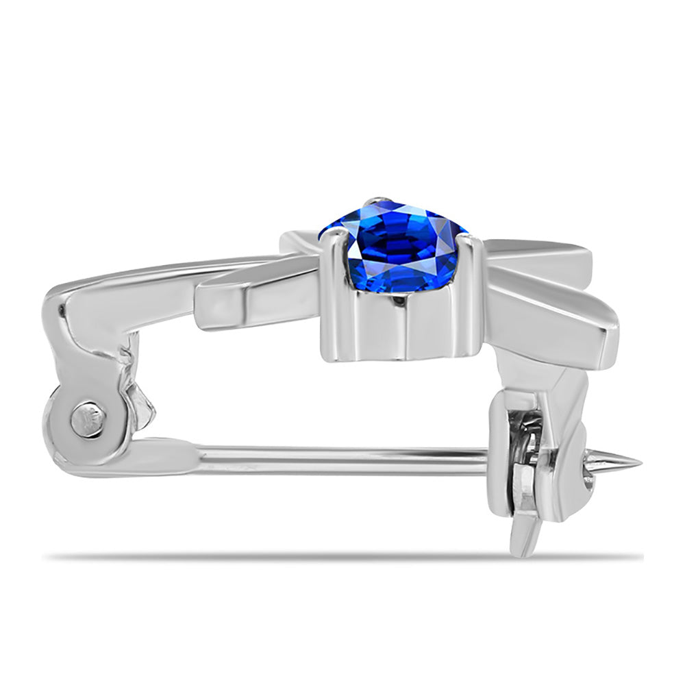 Stříbro 925/1000 - Brož s Australským Modrým Safírem - Karátové číslo: 0.57. přibližná hmotnost: 1.66 gramů