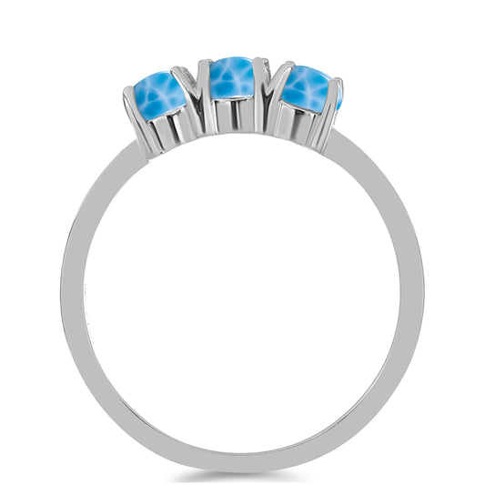 Stříbro 925/1000 - Prsten s Barahonským Larimarem - Karátové číslo: 1.15. přibližná hmotnost: 2.38 gramů