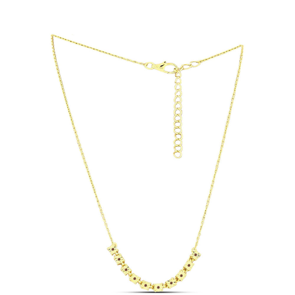 Pozlacené Stříbro 925/1000 - Náhrdelník s Cognac Diamantem - Karátové číslo: 0.07. přibližná hmotnost: 5.41 gramů