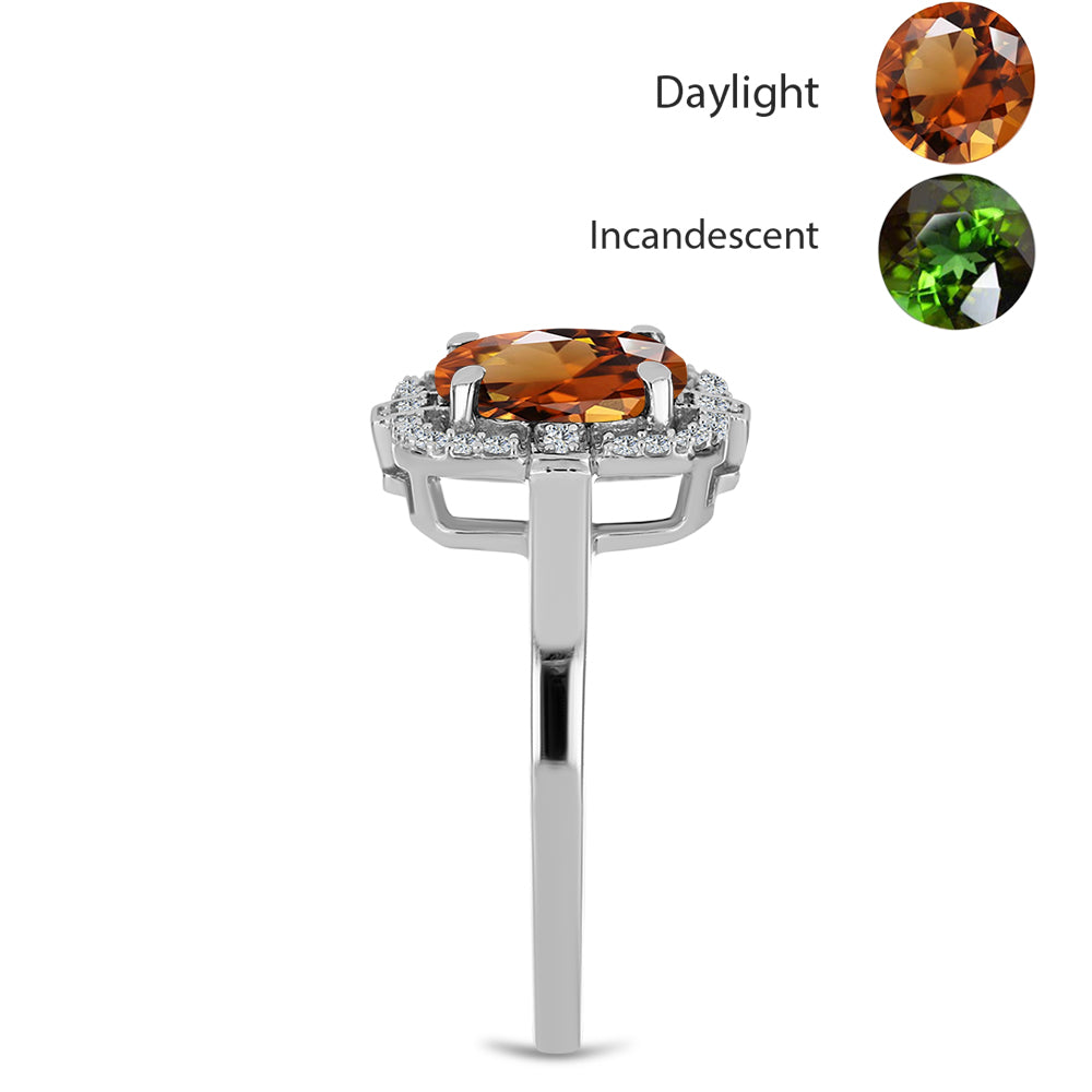 Stříbro 925/1000 - Prsten s Certifikovaný Anatolským zultanitem pěstovaný v laboratoři a Bílým Topazem - Karátové číslo: 2.37. přibližná hmotnost: 3.56 gramů