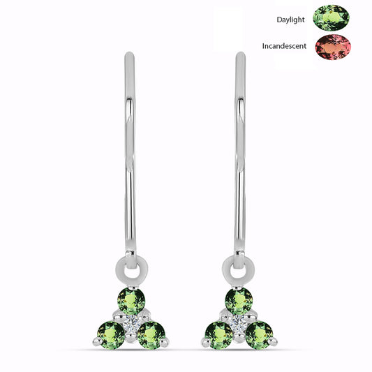 Stříbrné Náušnice s Přírodním Alexandritem a Bílým Topazem