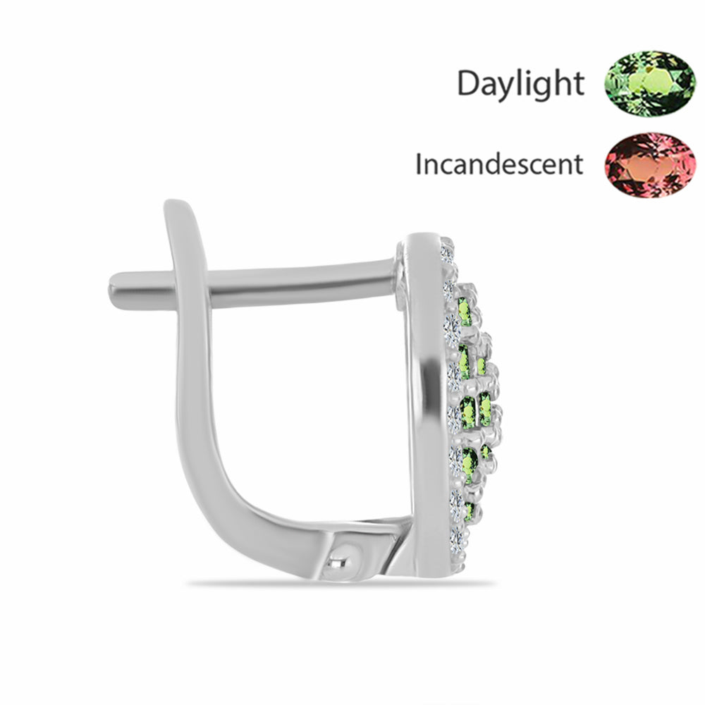 Stříbrné Náušnice s Přírodním Alexandritem a Bílým Topazem