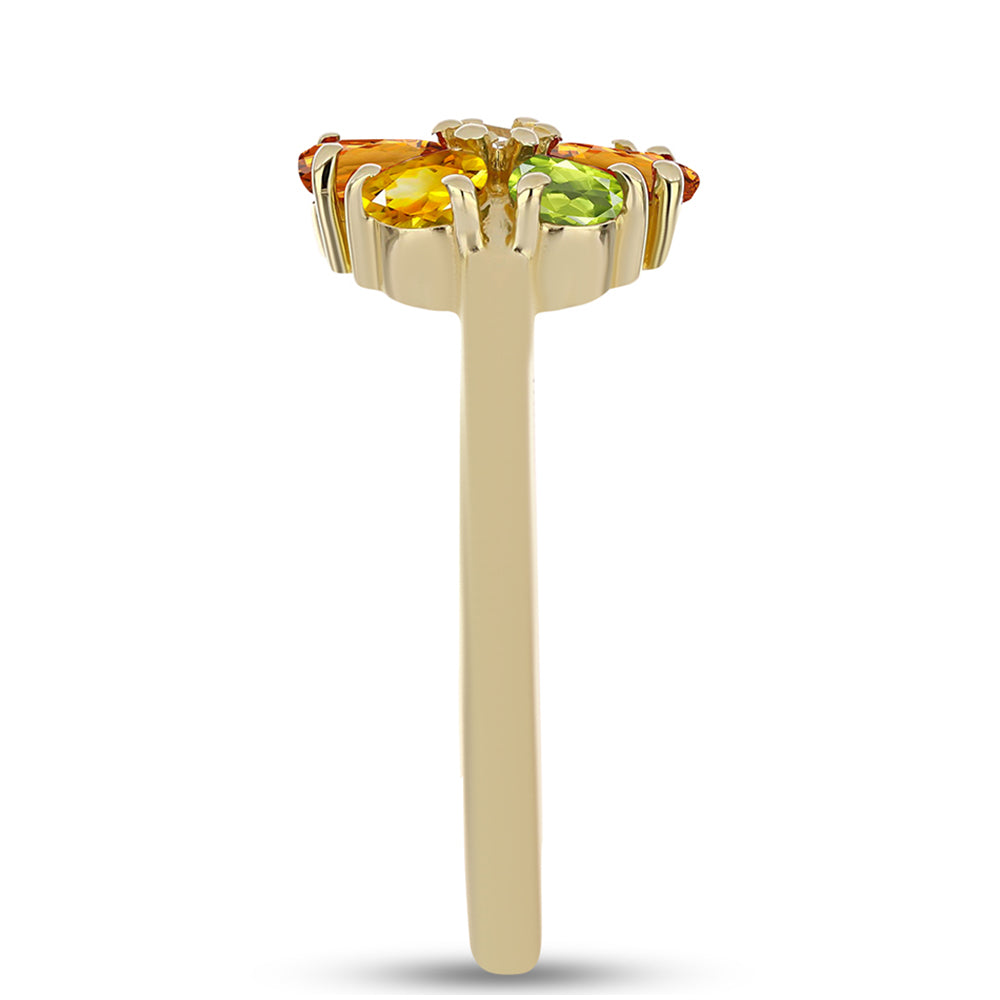 Pozlacené Stříbro 925/1000 - Prsten s Duhovým Safírem a Bílým Topazem - Karátové číslo: 1.16. přibližná hmotnost: 2.37 gramů