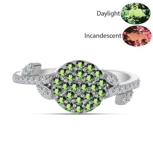 Stříbrný Prsten s Přírodním Alexandritem a Bílým Topazem