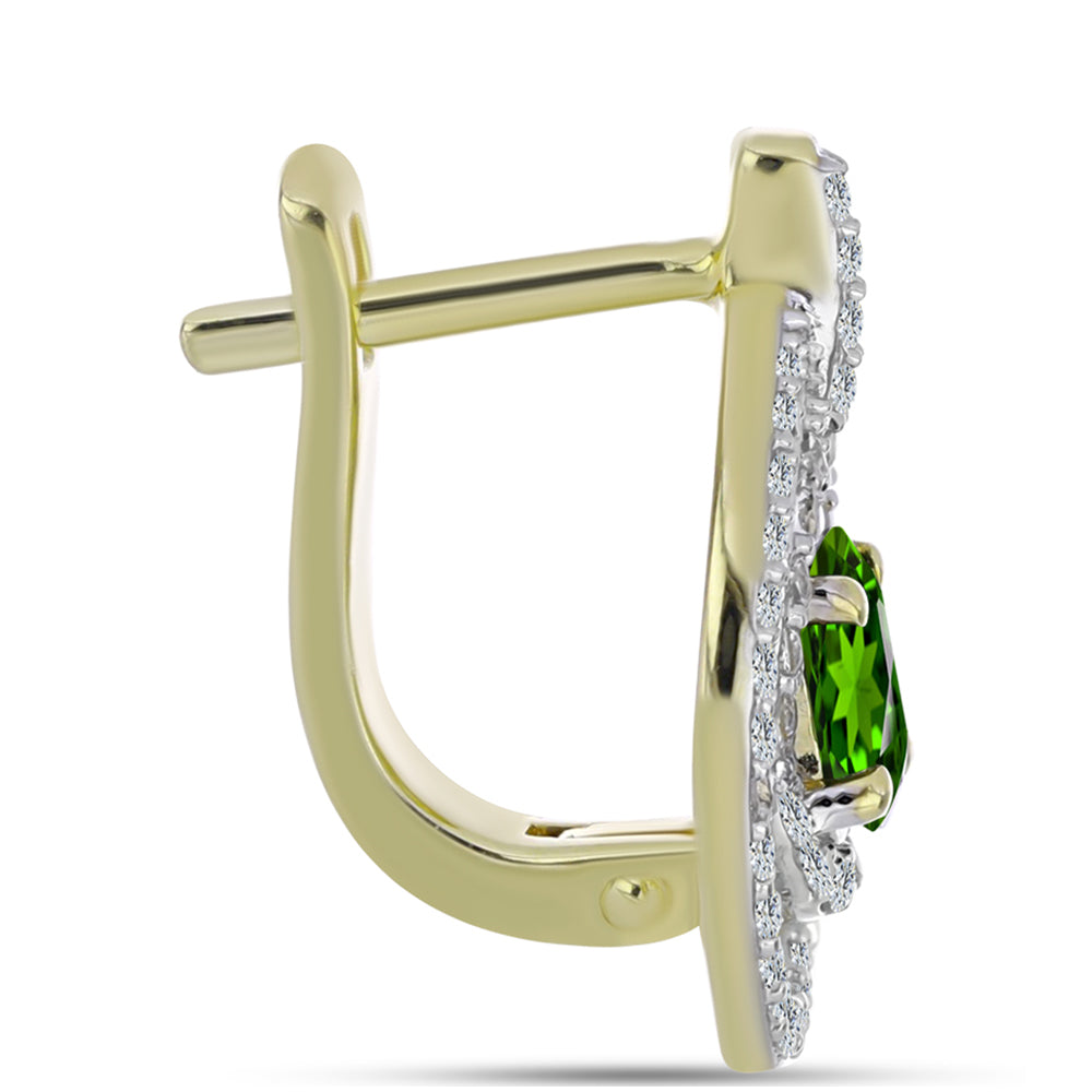 Pozlacené Stříbro 925/1000 - Náušnice s Duhovým Safírem a Bílým Topazem - Karátové číslo: 1.82. přibližná hmotnost: 4.51 gramů