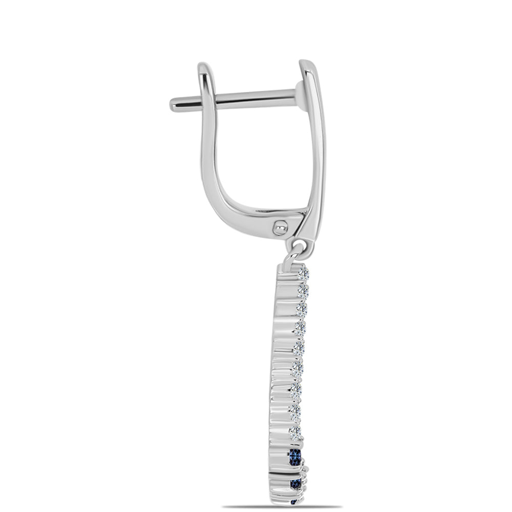 Stříbro 925/1000 Náušnice s "Císařský Fialový" Moissanitem a Bílým Topazem - Karátové číslo: 0.68. přibližná hmotnost: 4.29 gramů