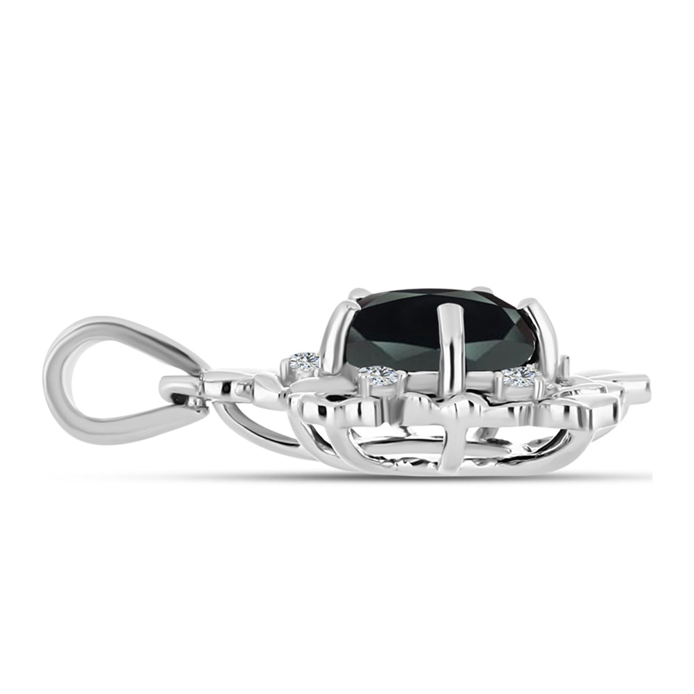 Stříbro 925/1000 - Přívěsek s Obsidiánem a Bílým Topazem - Karátové číslo: 1.76. přibližná hmotnost: 2.63 gramů