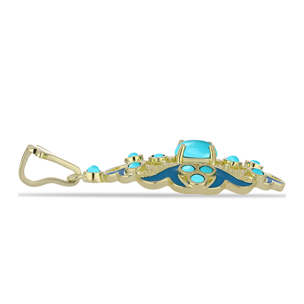 Pozlacené Stříbro 925/1000 - Přívěsek s Tyrkysem Sleeping Beauty - Karátové číslo: 1.16. přibližná hmotnost: 4.48 gramů