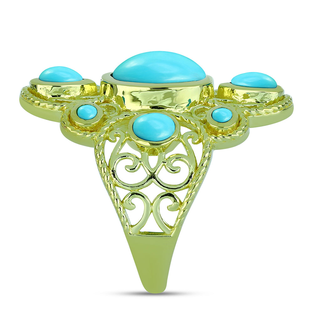 Pozlacený Stříbrný Prsten s Tyrkysem Sleeping Beauty