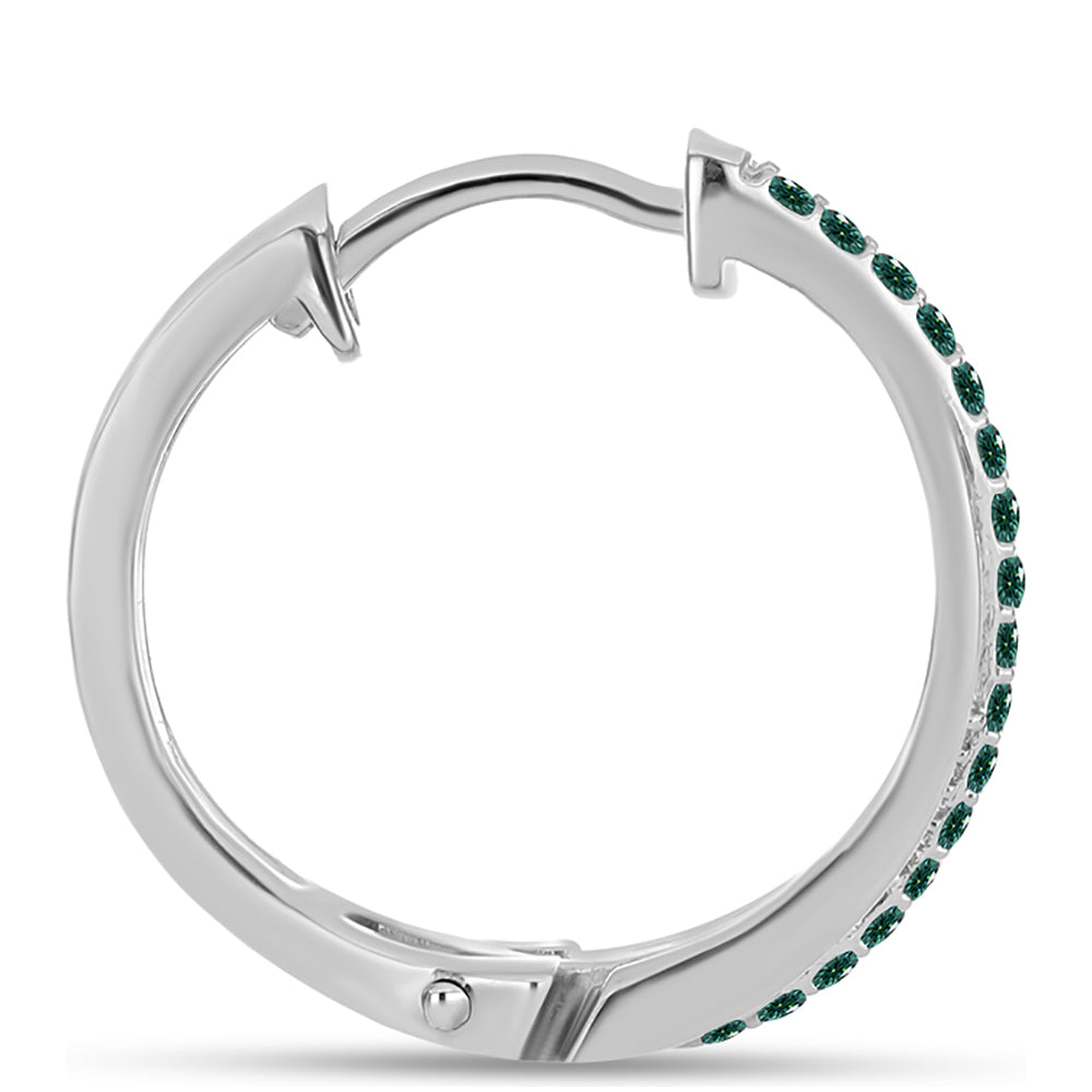 Stříbro 925/1000 Náušnice s Zelenkavý mořsky modrý Moissanitem - Karátové číslo: 0.5. přibližná hmotnost: 5.53 gramů