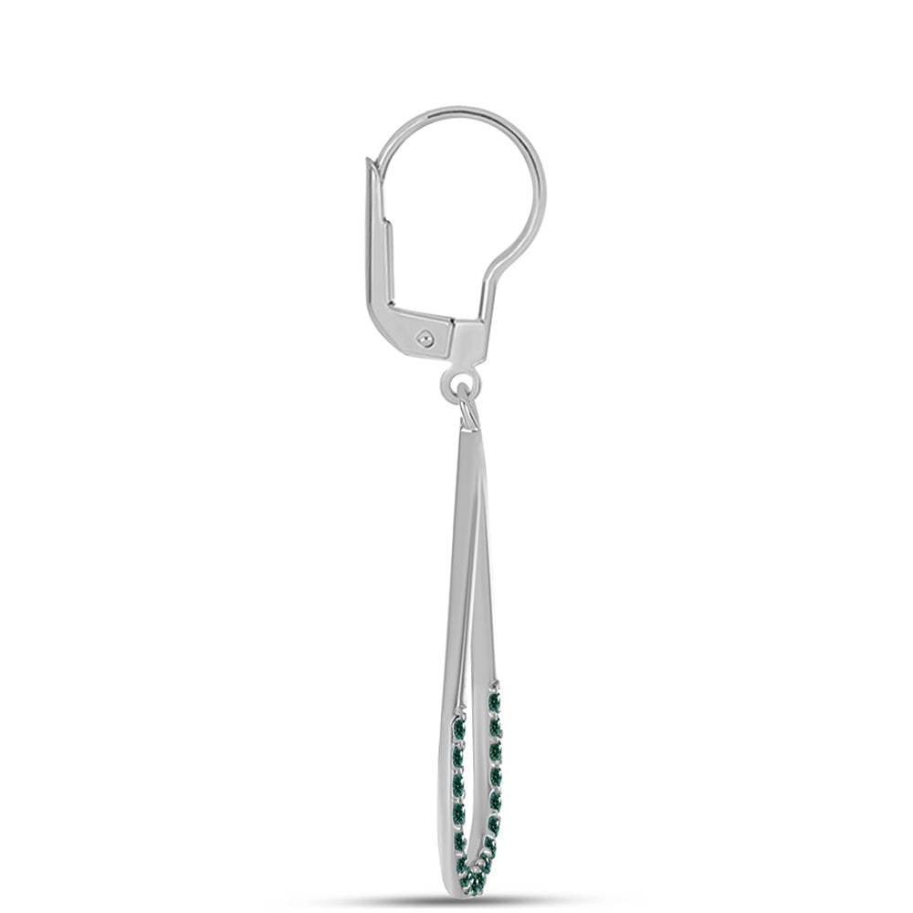 Stříbrné Náušnice s Zelenkavý mořsky modrý Moissanitem