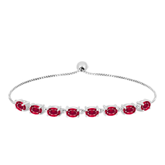 Stříbro 925/1000 - Náramek s Madagaskarským Rubínem - Karátové číslo: 4.4. přibližná hmotnost: 5.23 gramů