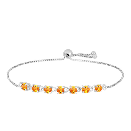 Stříbro 925/1000 - Náramek s Padparadscha Safírem - Karátové číslo: 2.24. přibližná hmotnost: 3.82 gramů