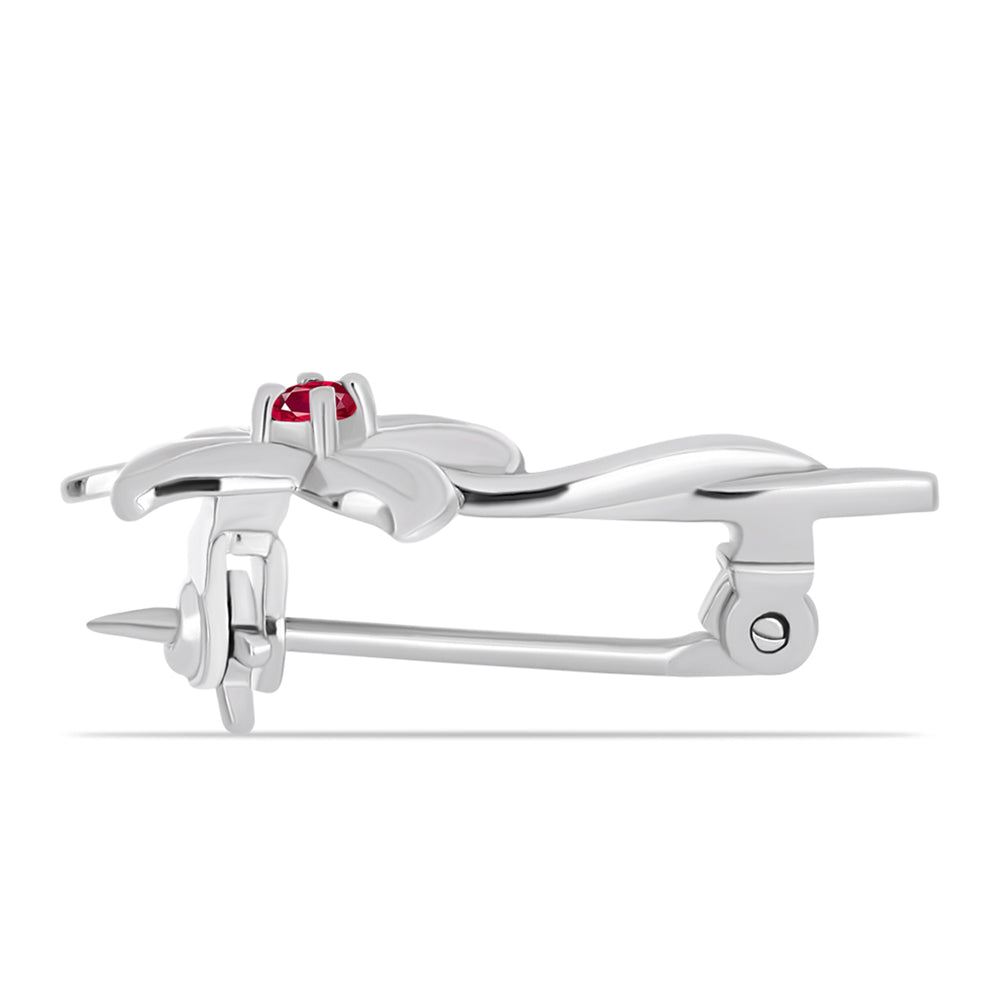 Stříbro 925/1000 - Brož s Madagaskarským Rubínem - Karátové číslo: 0.06. přibližná hmotnost: 1.4 gramů