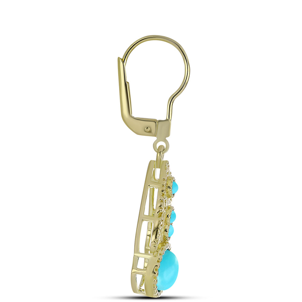 Pozlacené Stříbrné Náušnice s Tyrkysem Sleeping Beauty