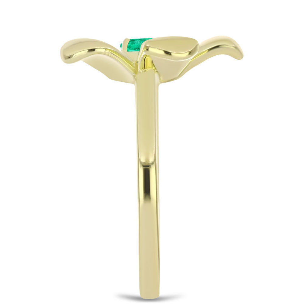 Pozlacené Stříbro 925/1000 - Prsten s Kolumbijským Smaragdem - Karátové číslo: 0.24. přibližná hmotnost: 3.53 gramů