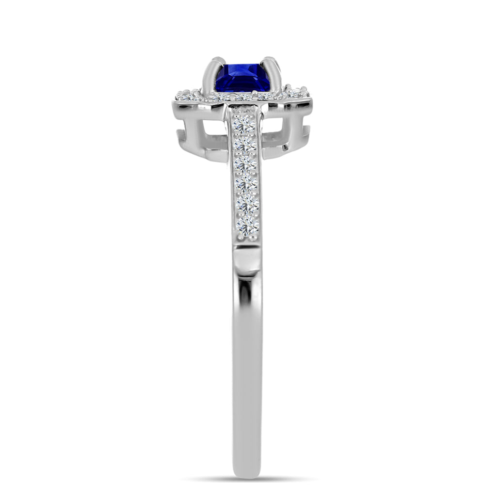 Stříbro 925/1000 - Prsten s Australským Modrým Safírem a Bílým Topazem - Karátové číslo: 0.78. přibližná hmotnost: 2.43 gramů