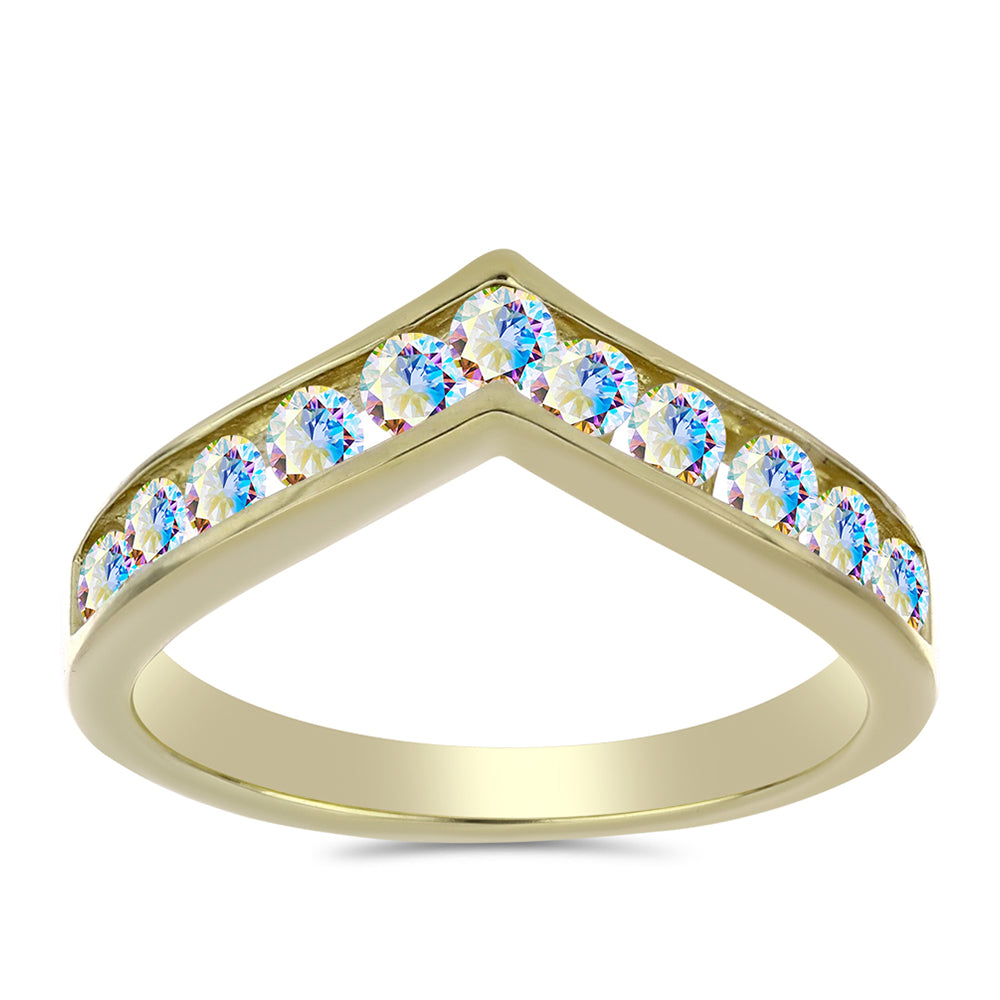 Pozlacené stříbro 925/1000 Prsten s Ledovým Moissanitem - Karátové číslo: 0.66. přibližná hmotnost: 2.7 gramů